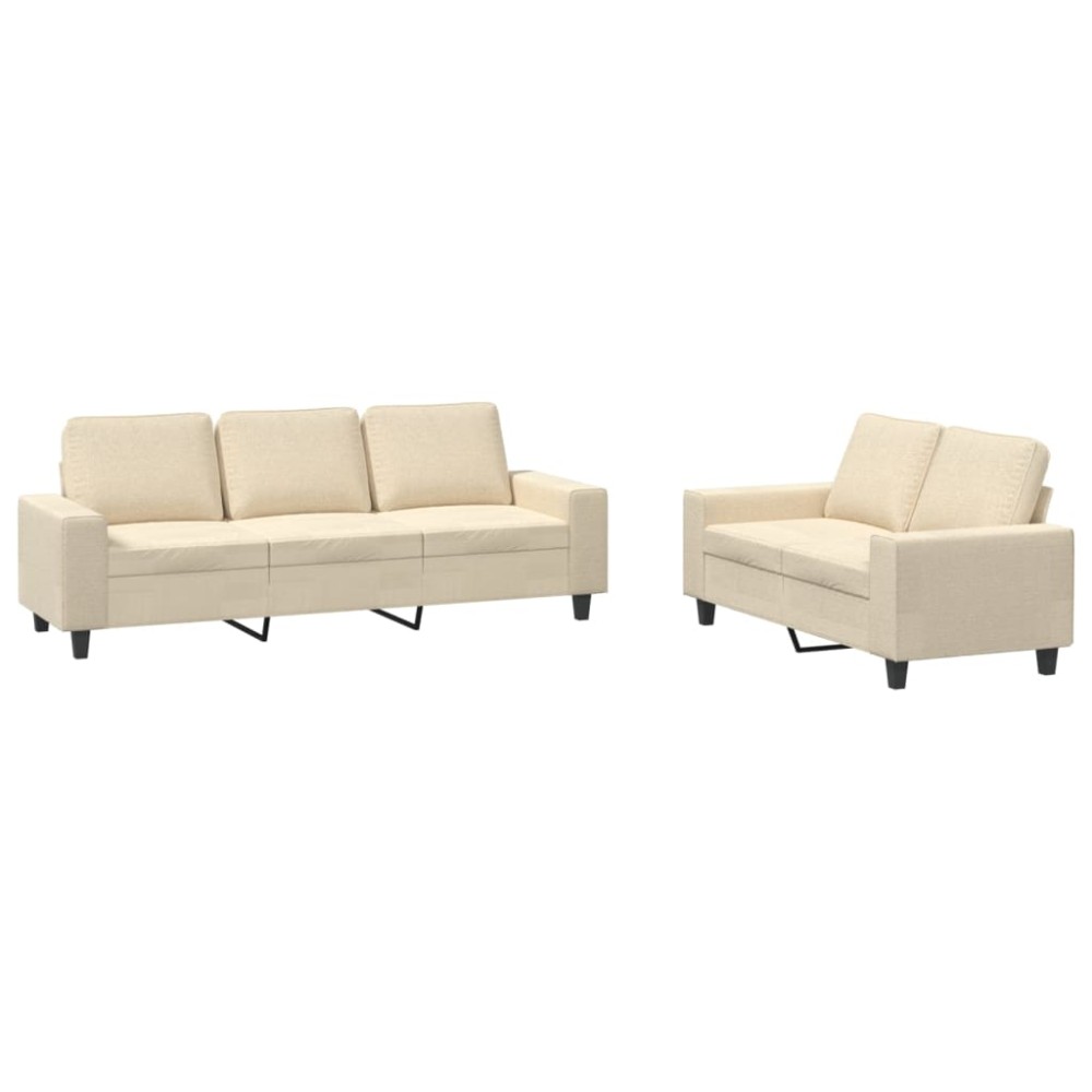 vidaXL Set de canapele, 2 piese, crem, material textil