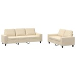 vidaXL Set de canapele, 2 piese, crem, material textil