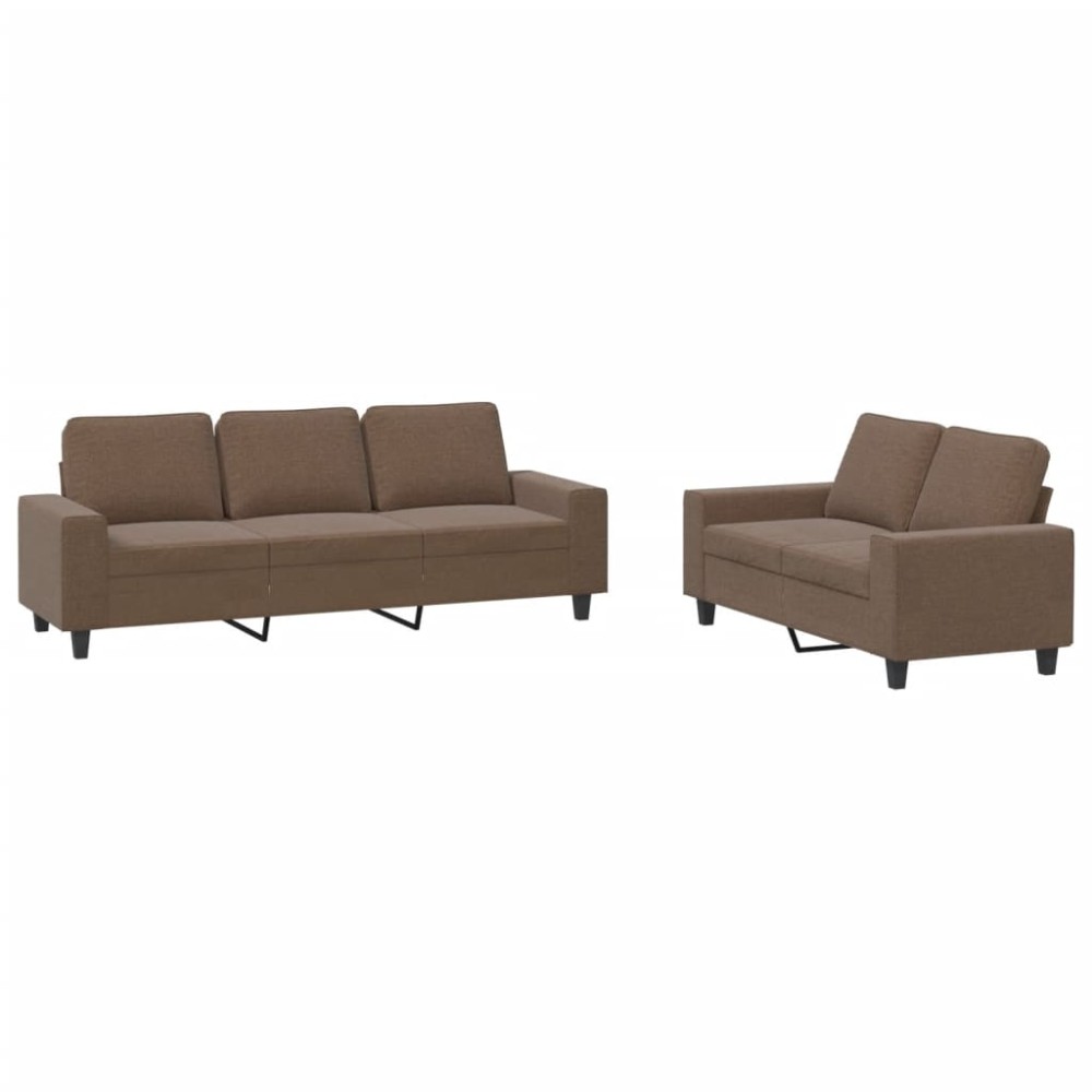 vidaXL Set de canapele, 2 piese, maro, textil