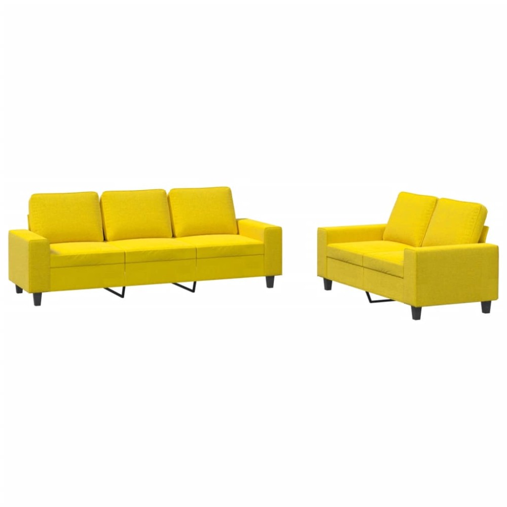 vidaXL Set de canapele, 2 piese, galben deschis, textil