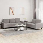 vidaXL Set de canapele, 2 piese, gri taupe, material vidaXL Set de canapele, 2 piese, gri taupe, material