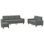 vidaXL Set de canapele, 3 piese, gri închis, textil vidaXL Set de canapele, 3 piese, gri închis, textil