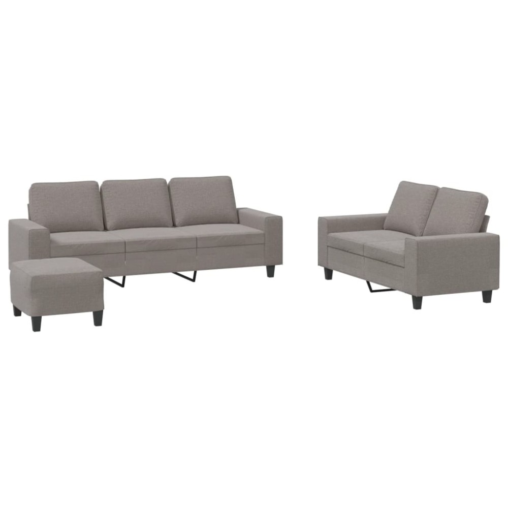 vidaXL Set de canapele, 3 piese, gri taupe, textil