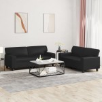 vidaXL Set de canapele, 2 piese, negru, piele ecologică vidaXL Set de canapele, 2 piese, negru, piele ecologică