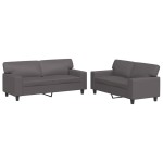vidaXL Set de canapele, 2 piese, gri, piele ecologică vidaXL Set de canapele, 2 piese, gri, piele ecologică