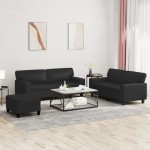 vidaXL Set de canapele, 3 piese, negru, piele ecologică vidaXL Set de canapele, 3 piese, negru, piele ecologică