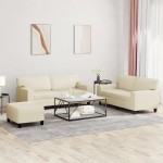 vidaXL Set de canapele, 3 piese, crem, piele ecologică vidaXL Set de canapele, 3 piese, crem, piele ecologică
