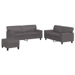 vidaXL Set de canapele, 3 piese, gri, piele ecologică vidaXL Set de canapele, 3 piese, gri, piele ecologică