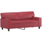vidaXL Set de canapele, 2 piese, roșu vin, piele ecologică vidaXL Set de canapele, 2 piese, roșu vin, piele ecologică
