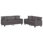 vidaXL Set de canapele cu perne, 2 piese, gri, piele ecologică vidaXL Set de canapele cu perne, 2 piese, gri, piele ecologică