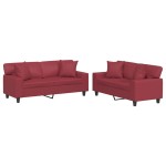 vidaXL Set de canapele cu perne, 2 piese, roșu vin, piele ecologică vidaXL Set de canapele cu perne, 2 piese, roșu vin, piele ecologică
