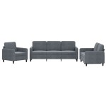 vidaXL Set de canapele, 3 piese, gri închis, catifea vidaXL Set de canapele, 3 piese, gri închis, catifea