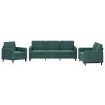 vidaXL Set de canapele, 3 piese, verde închis, catifea vidaXL Set de canapele, 3 piese, verde închis, catifea