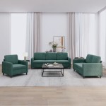 vidaXL Set de canapele, 3 piese, verde închis, catifea vidaXL Set de canapele, 3 piese, verde închis, catifea