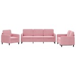 vidaXL Set de canapele, 3 piese, roz, catifea vidaXL Set de canapele, 3 piese, roz, catifea