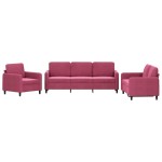 vidaXL Set de canapea, 3 piese, roșu vin, catifea vidaXL Set de canapea, 3 piese, roșu vin, catifea