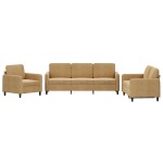 vidaXL Set de canapele, 3 piese, maro, catifea vidaXL Set de canapele, 3 piese, maro, catifea