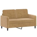 vidaXL Set de canapele, 3 piese, maro, catifea vidaXL Set de canapele, 3 piese, maro, catifea