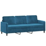 vidaXL Set de canapele, 3 piese, albastru, catifea vidaXL Set de canapele, 3 piese, albastru, catifea