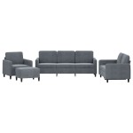 vidaXL Set de canapele, 4 piese, gri închis, catifea vidaXL Set de canapele, 4 piese, gri închis, catifea