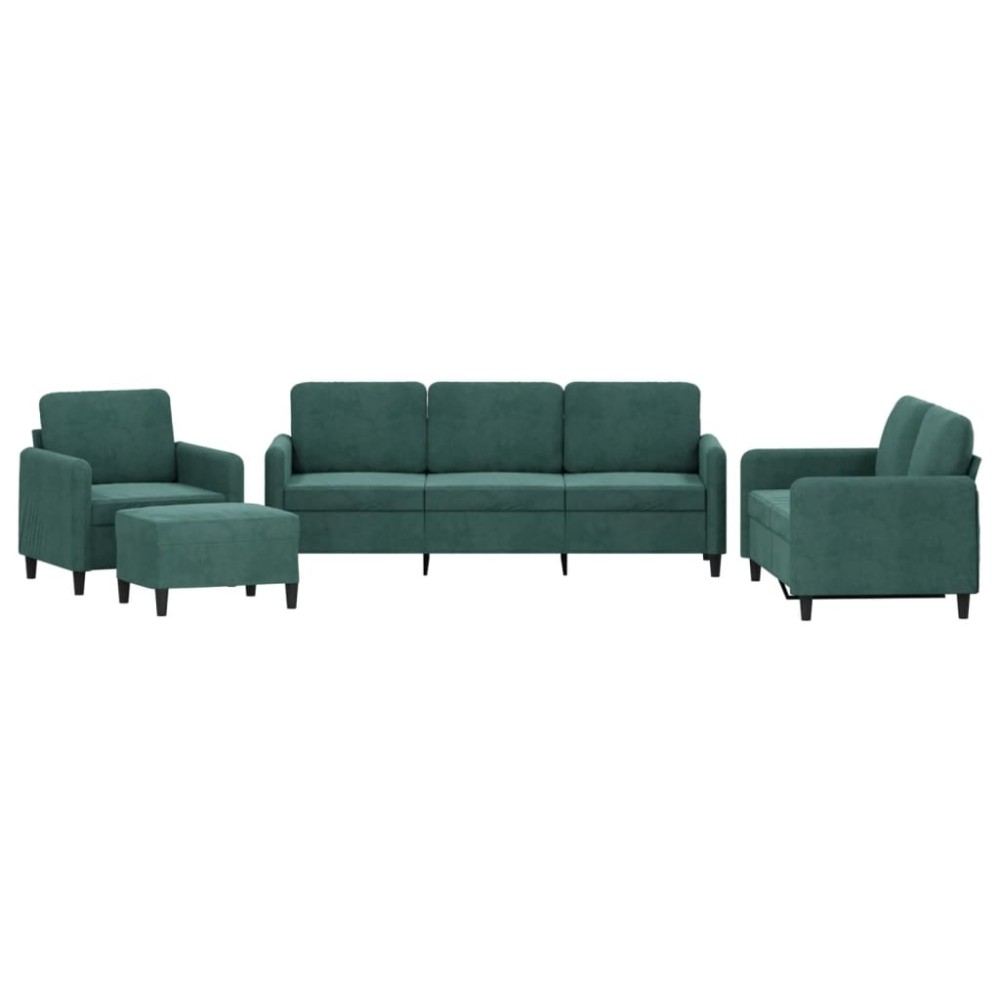 vidaXL Set de canapele, 4 piese, verde închis, catifea