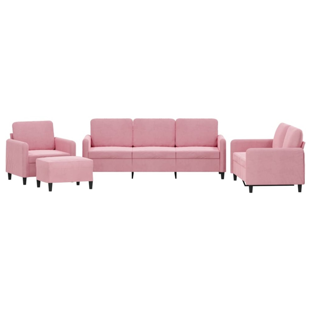 vidaXL Set de canapele, 4 piese, roz, catifea