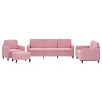 vidaXL Set de canapele, 4 piese, roz, catifea vidaXL Set de canapele, 4 piese, roz, catifea