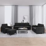 vidaXL Set de canapele, 4 piese, negru, catifea vidaXL Set de canapele, 4 piese, negru, catifea