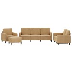 vidaXL Set de canapele, 4 piese, maro, catifea vidaXL Set de canapele, 4 piese, maro, catifea