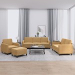 vidaXL Set de canapele, 4 piese, maro, catifea vidaXL Set de canapele, 4 piese, maro, catifea
