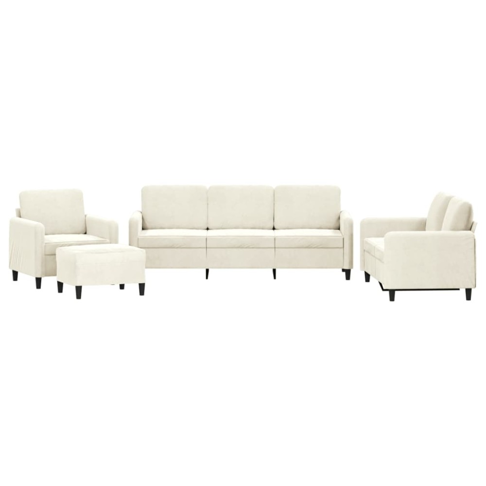 vidaXL Set de canapele, 4 piese, crem, catifea