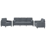 vidaXL Set canapea cu perne, 3 piese, gri închis, catifea vidaXL Set canapea cu perne, 3 piese, gri închis, catifea