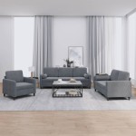 vidaXL Set canapea cu perne, 3 piese, gri închis, catifea vidaXL Set canapea cu perne, 3 piese, gri închis, catifea