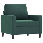 vidaXL Set canapea cu perne, 3 piese, verde închis, catifea