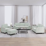 vidaXL Set canapea cu perne, 4 piese, gri deschis, catifea