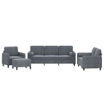 vidaXL Set canapea cu perne, 4 piese, gri închis, catifea