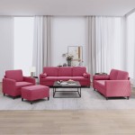 vidaXL Set canapele cu perne, 4 piese, roșu vin, catifea vidaXL Set canapele cu perne, 4 piese, roșu vin, catifea