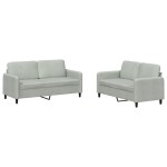vidaXL Set canapea, 2 piese, gri deschis, catifea