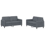 vidaXL Set canapea, 2 piese, gri închis, catifea vidaXL Set canapea, 2 piese, gri închis, catifea