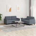 vidaXL Set canapea, 2 piese, gri închis, catifea vidaXL Set canapea, 2 piese, gri închis, catifea