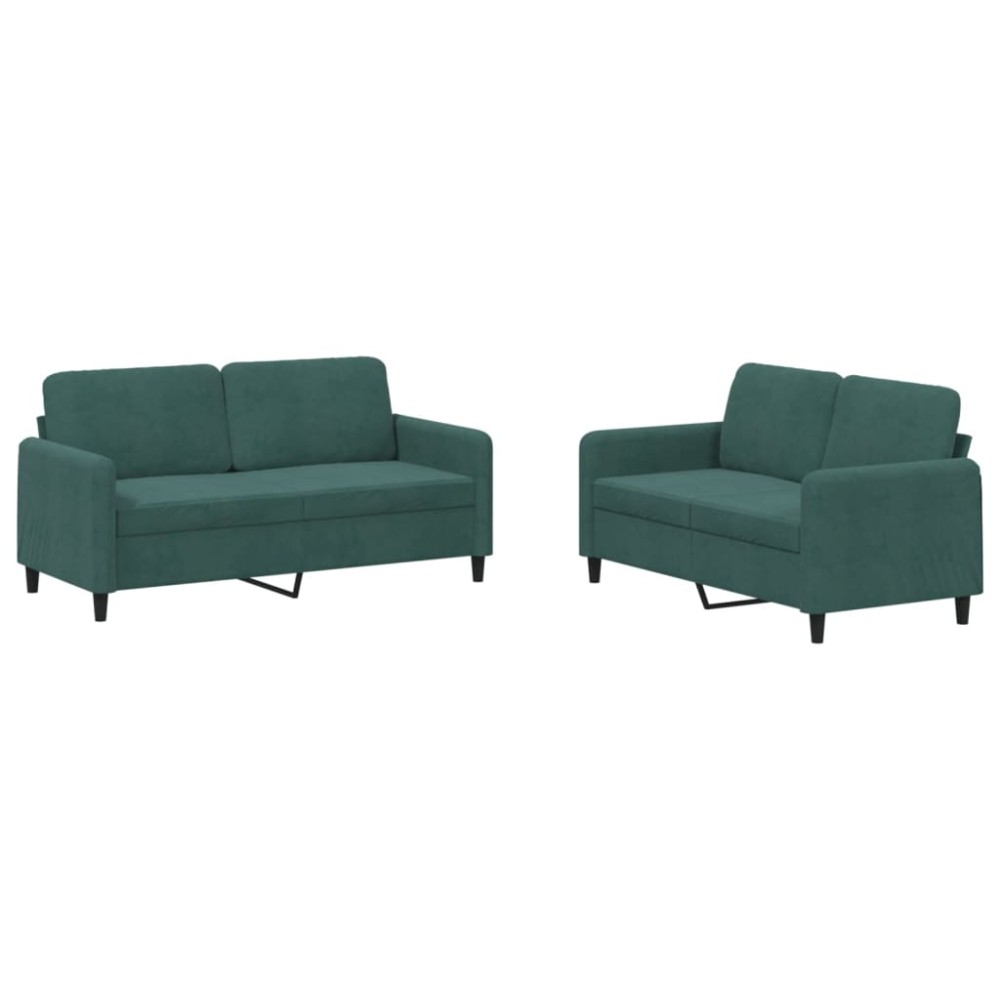 vidaXL Set canapele, 2 piese, verde închis, catifea