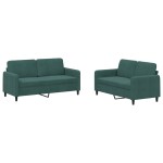 vidaXL Set canapele, 2 piese, verde închis, catifea vidaXL Set canapele, 2 piese, verde închis, catifea