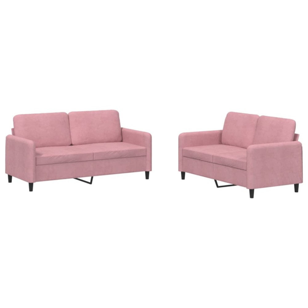 vidaXL Set canapele, 2 piese, roz, catifea