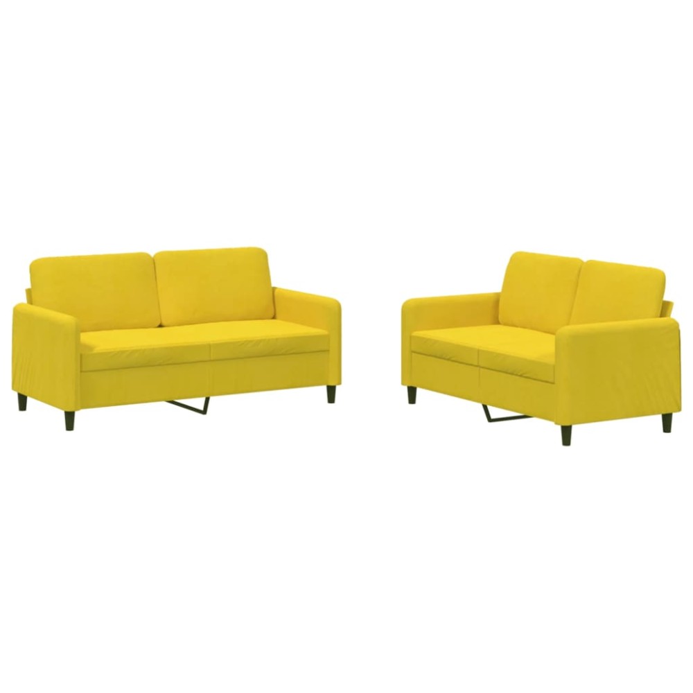 vidaXL Set canapea 2 piese, galben, catifea