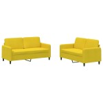 vidaXL Set canapea 2 piese, galben, catifea