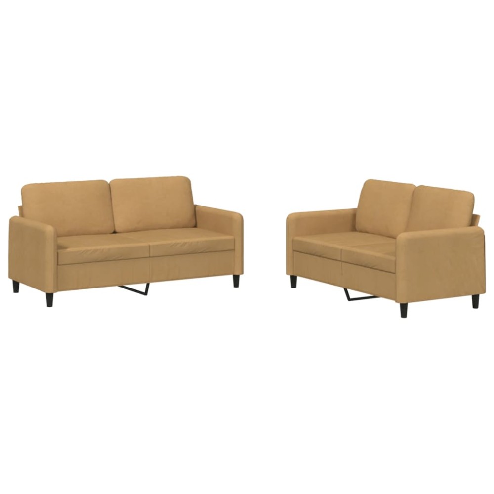 vidaXL Set canapea 2 piese, maro, catifea
