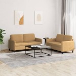vidaXL Set canapea 2 piese, maro, catifea