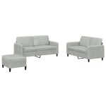 vidaXL Set de canapele, 3 piese, gri deschis, catifea vidaXL Set de canapele, 3 piese, gri deschis, catifea