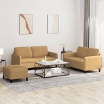 vidaXL Set de canapele, 3 piese, maro, catifea vidaXL Set de canapele, 3 piese, maro, catifea