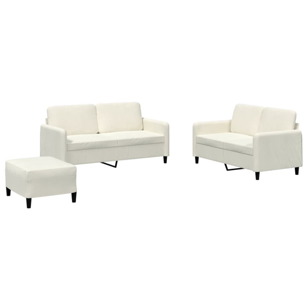vidaXL Set de canapele, 3 piese, crem, catifea